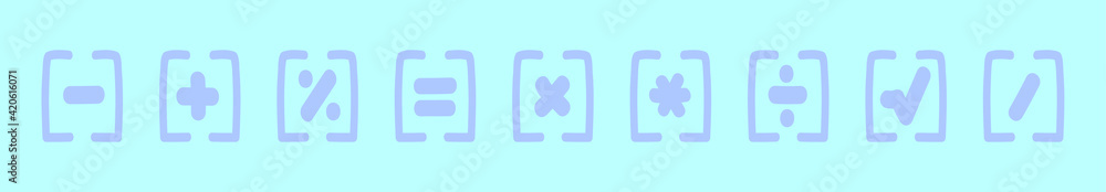 set of math symbol cartoon icon design template with various models. vector illustration isolated on blue background set of math symbol cartoon icon design template with various models. vector illustration isolated on blue background