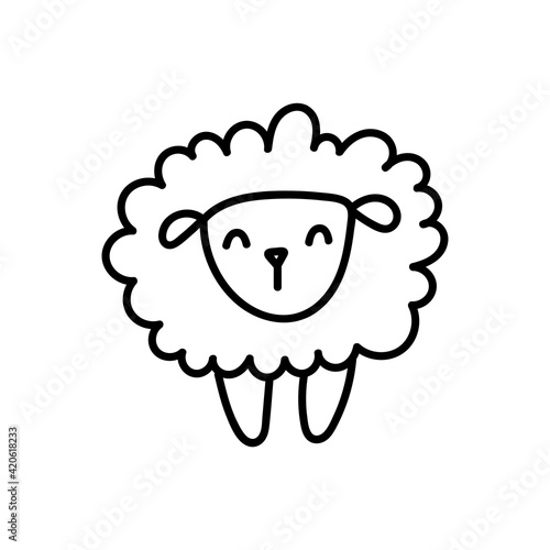 Vector hand drawn sheep outline doodle icon. Animal sketch illustration for print, web, mobile and infographics