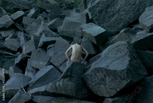 aesthetic nude of a stone photo