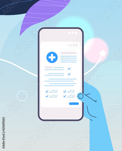 human hand using medical mobile app on smartphone screen online consultation medicine healthcare