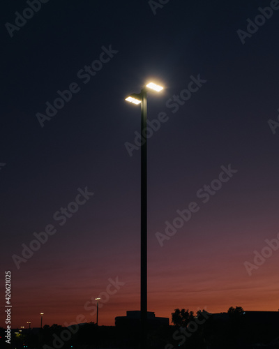 light pole during sunset