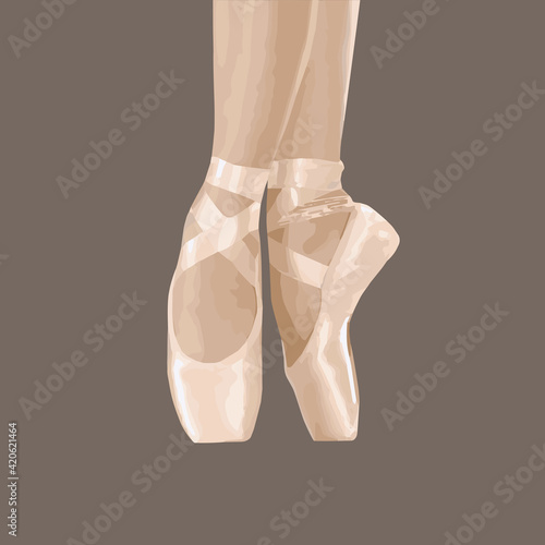Ballet pointes isolated on gray background. vector illustration.