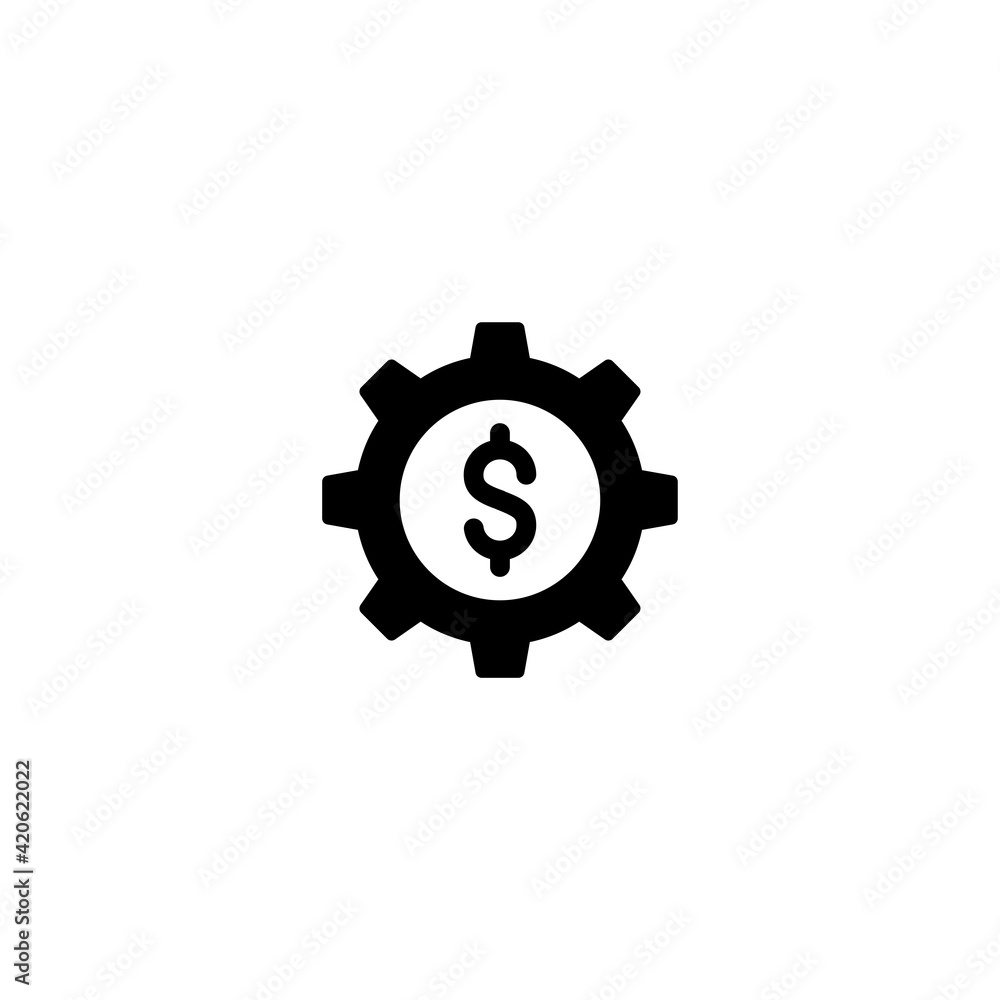 Gear with dollar simbol icon vector for computer, web and mobile app Gear with dollar simbol icon vector for computer, web and mobile app