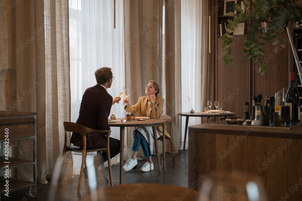 Cheerful Date At Restaurant Cheerful Date At Restaurant