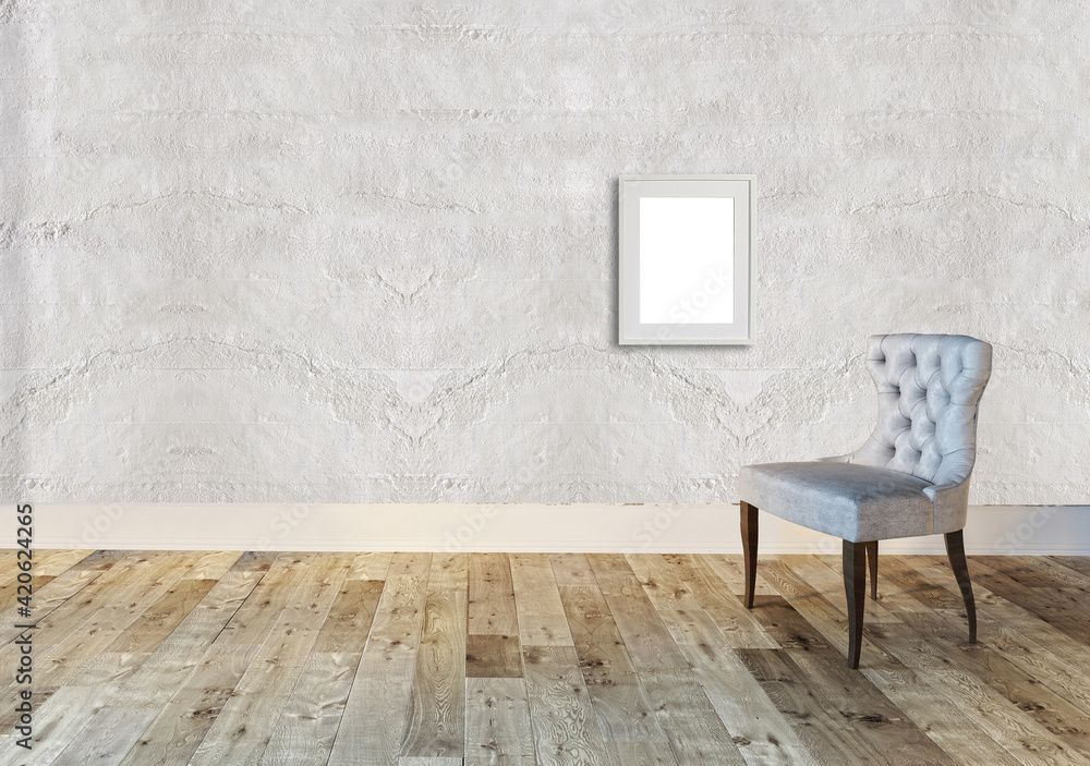interior design with modern grey chairs and bright empty space. 3D illustration interior design with modern grey chairs and bright empty space. 3D illustration