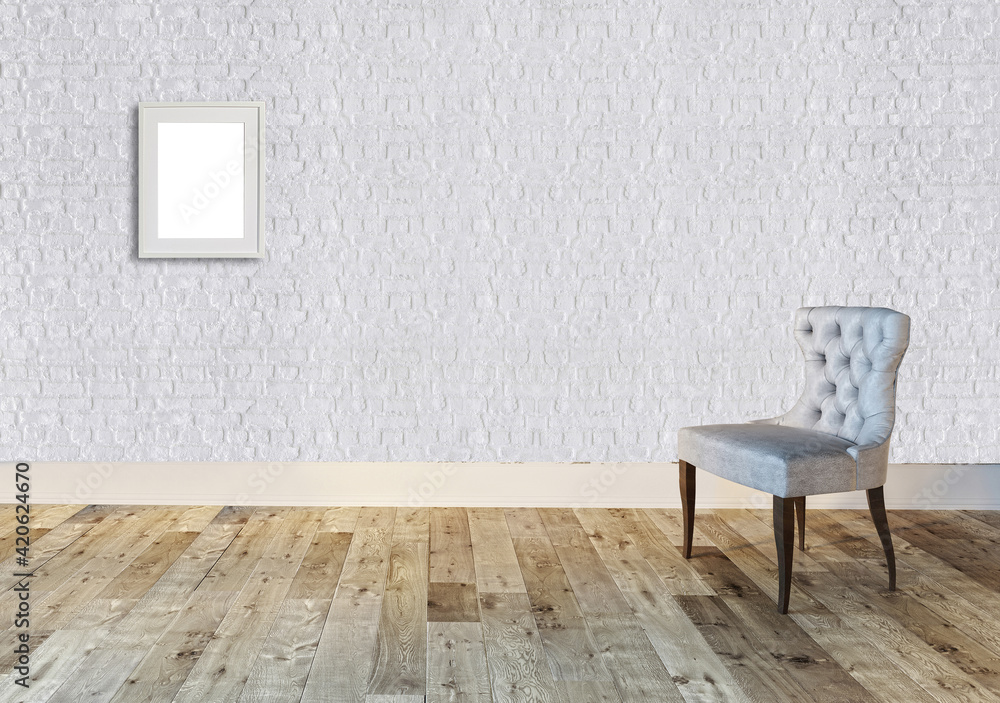 interior design with modern grey chairs and bright empty space. 3D illustration interior design with modern grey chairs and bright empty space. 3D illustration