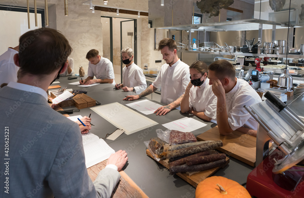 Meeting Of Cooks In Modern Kitchen Meeting Of Cooks In Modern Kitchen