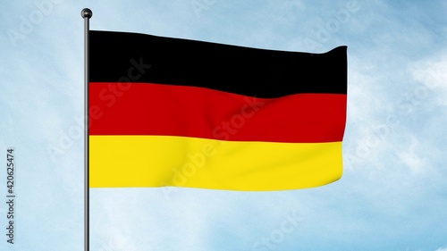3D Illustration of The flag of Germany is a tricolour consisting of three equal horizontal bands displaying the national colours of Germany  black  red  and gold