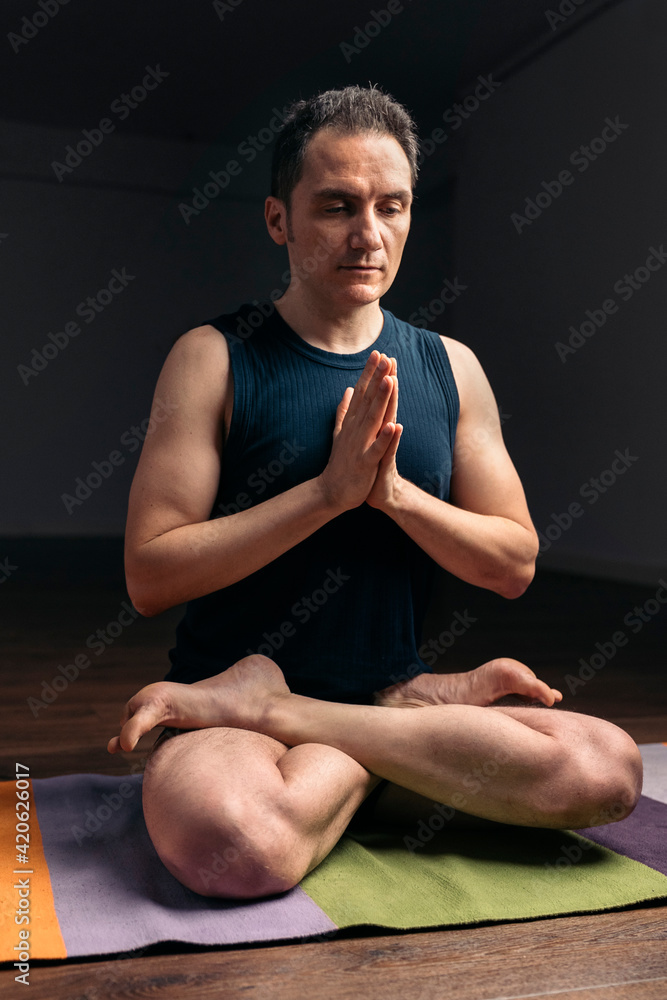 Man Doing Lotus Position Yoga Pose Man Doing Lotus Position Yoga Pose