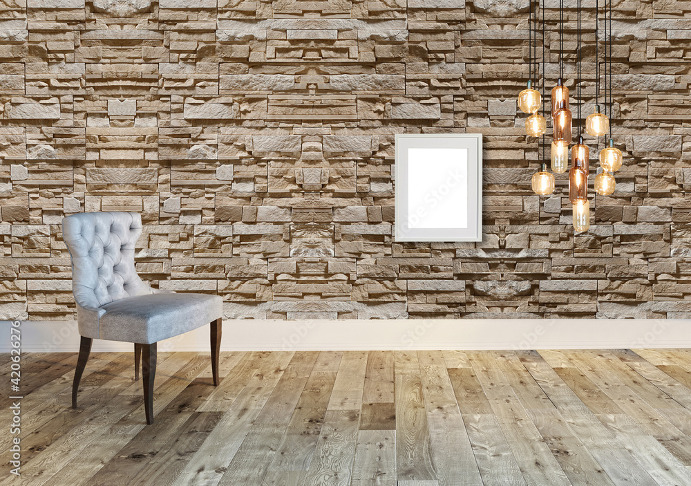 interior design with modern grey chairs and bright empty space. 3D illustration interior design with modern grey chairs and bright empty space. 3D illustration