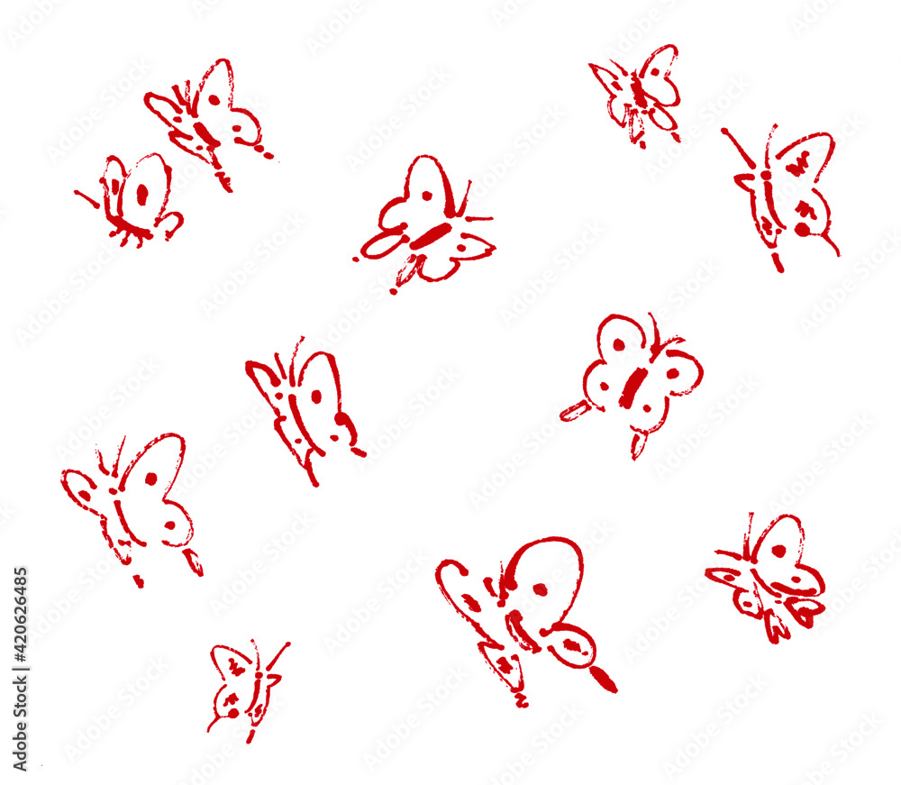手描きのちょうちょの線画のグラフィック素材 手描きのちょうちょの線画のグラフィック素材