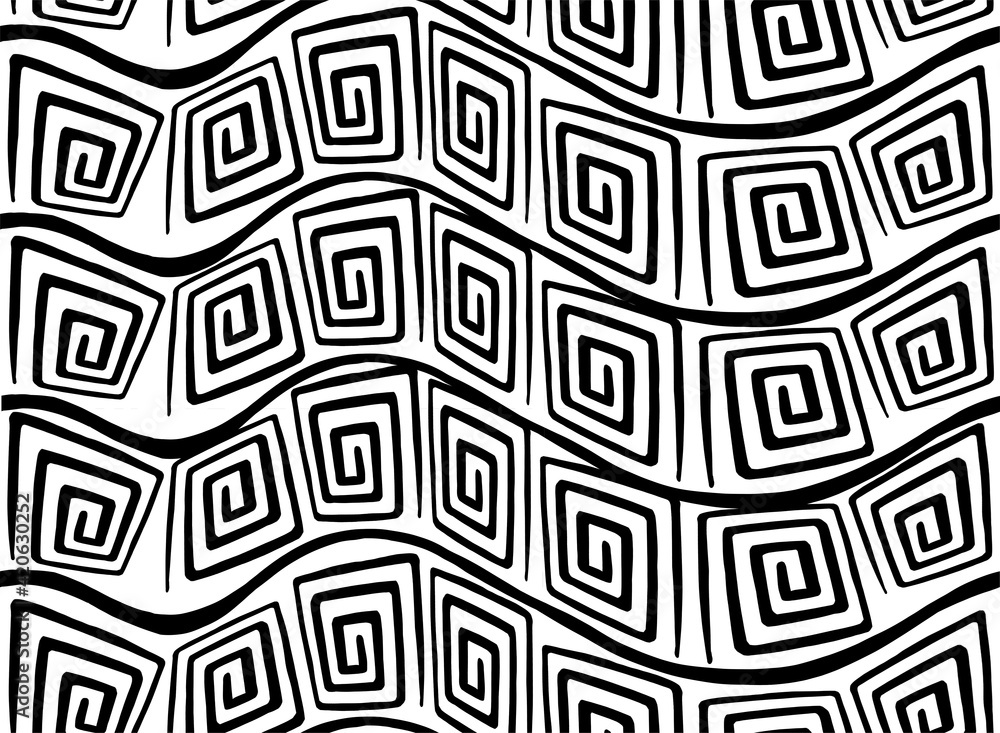 Seamless pattern. Abstract texture. Hand drown curved lines and nodes. Vector illustration. Seamless pattern. Abstract texture. Hand drown curved lines and nodes. Vector illustration.