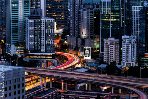 Kuala Lumpur's freeway and cityscape at night