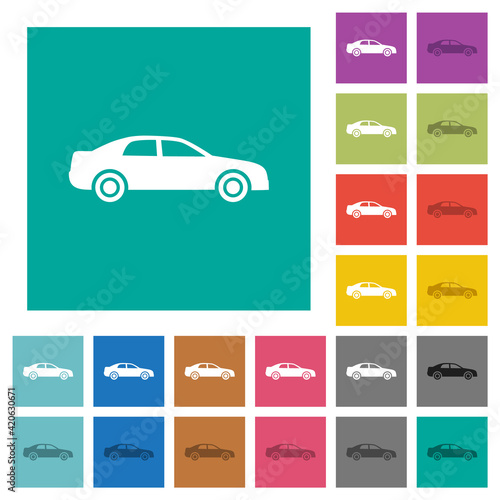 Car square flat multi colored icons
