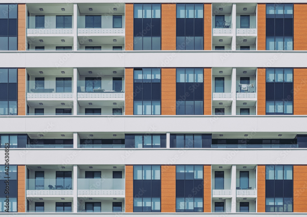 Building facade / modern condo apartments / balcony and facade Building facade / modern condo apartments / balcony and facade