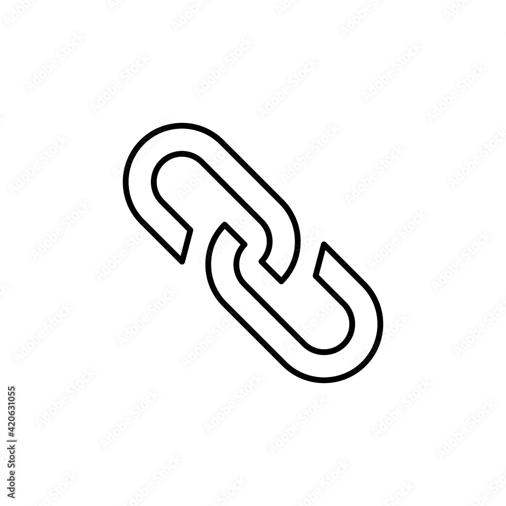 web Link, hyperlink icon in flat black line style, isolated on white background 