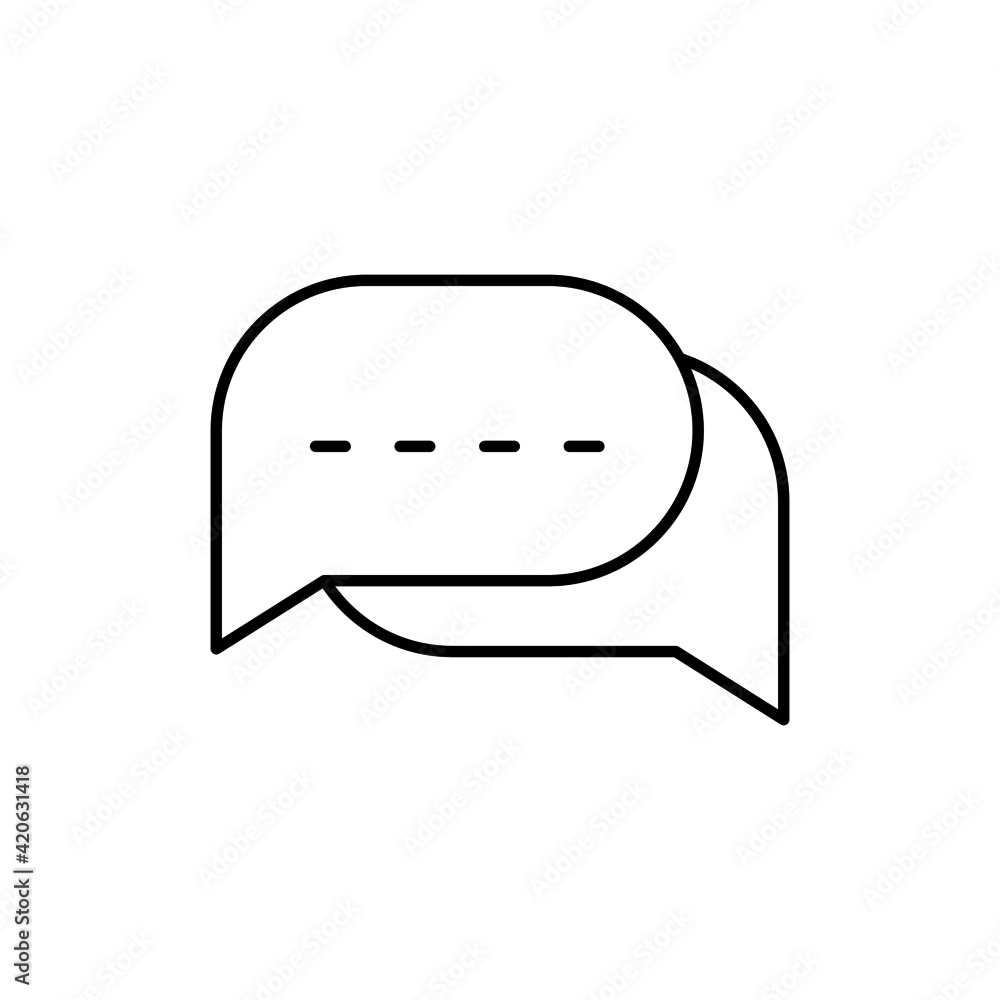 Fototapeta premium communication, chatting icon in flat black line style, isolated on white background 