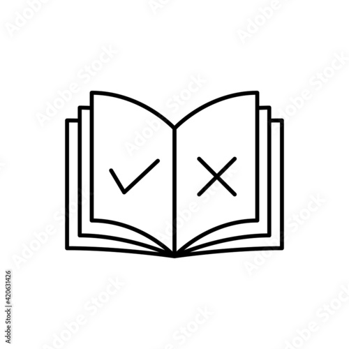 rules Book  icon in flat black line style, isolated on white background 