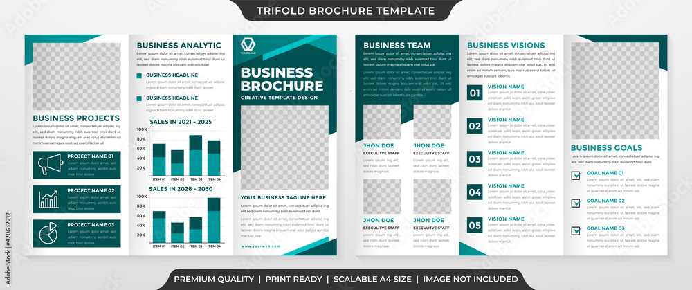 business trifold brochure template design with minimalist and modern style business trifold brochure template design with minimalist and modern style