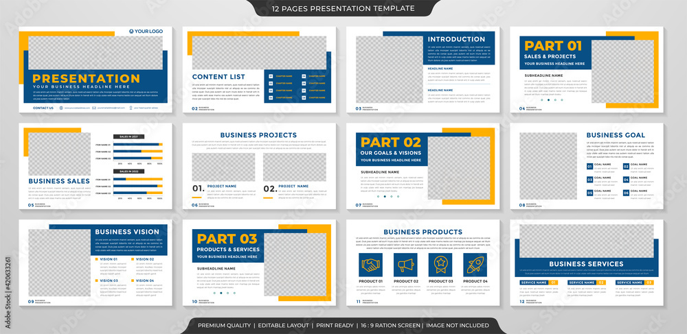clean presentation template design with minimalist and modern style use for business profile and infographic