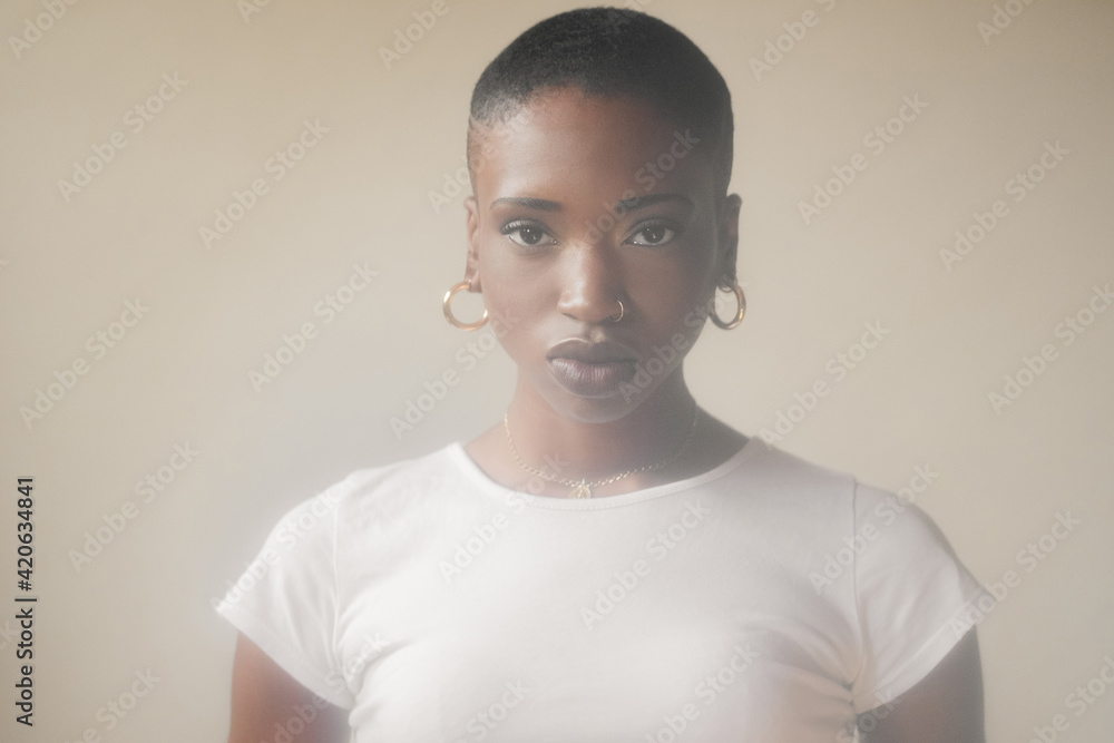 Blurry Portrait of A Shaved African Woman Looking At The Camera Blurry Portrait of A Shaved African Woman Looking At The Camera