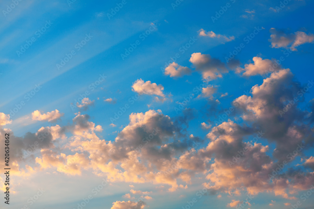 Morning rays in the clouds . Dawn heaven with clouds Morning rays in the clouds . Dawn heaven with clouds