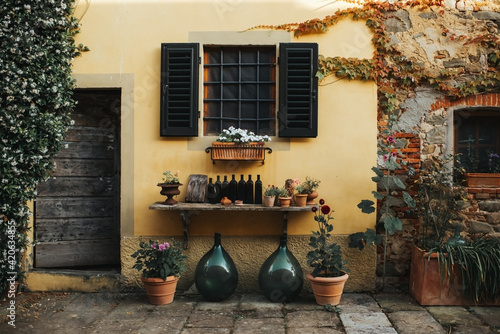 close up of Italian street and houses