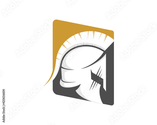 Spartan helmet inside the square logo