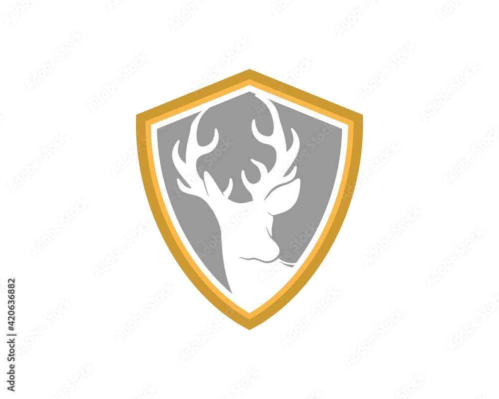 Deer head inside the golden shield protection Deer head inside the golden shield protection