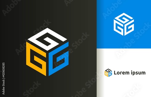 Initial G in box logo company, logo vector template design. Ready to use, easy for edit.
