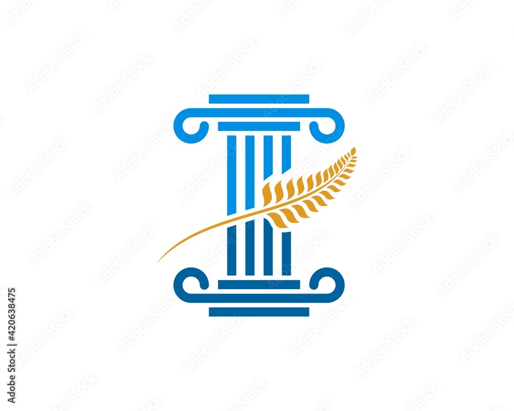 Simple law pillar with blue colors and wheat Simple law pillar with blue colors and wheat