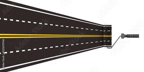 painted road with roller br...