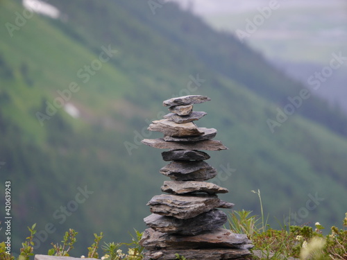 stone tower in the mountains