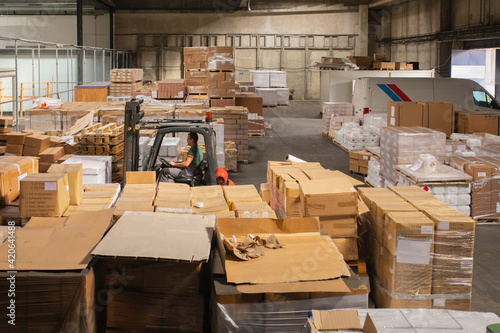 A small warehouse packed with a carload ready for distribution