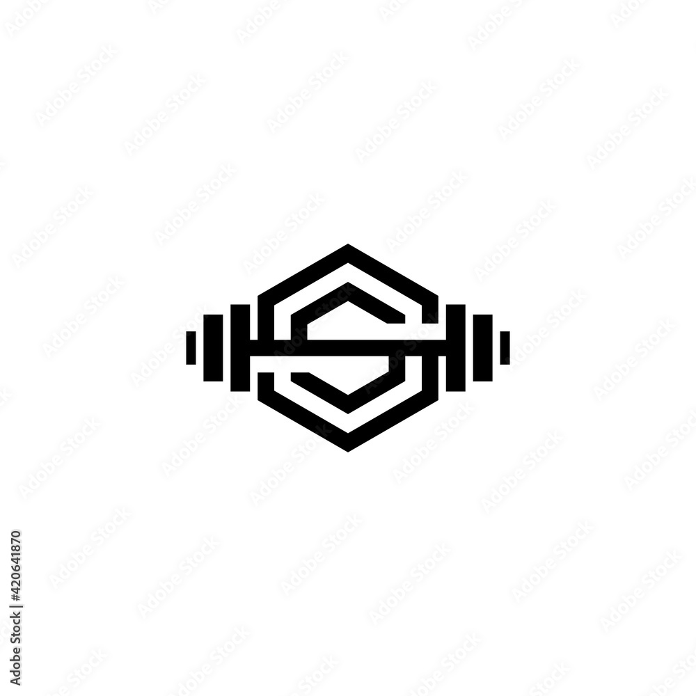 Barbells logo design with concept letter S. Simple and clean flat design for Gym fitness. Barbells logo design with concept letter S. Simple and clean flat design for Gym fitness.