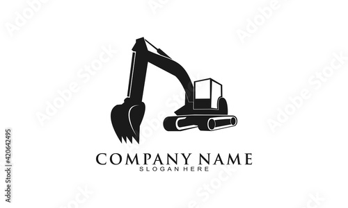 Excavator simple illustration vector logo
