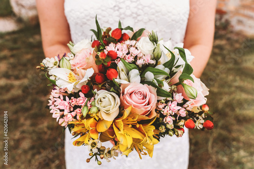 Colorful bridal bouquet