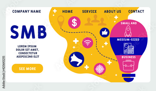 Vector website design template . SMB - Small and Medium-Sized Business    business concept background. illustration for website banner, marketing materials, business presentation