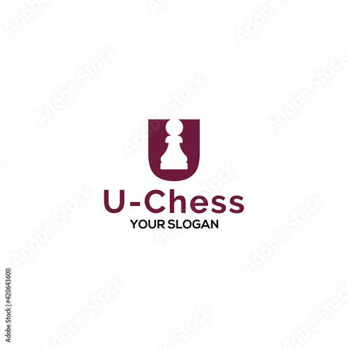 U Chess Logo Design Vector