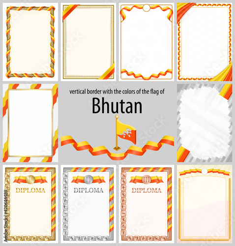 Vertical frame and border with Bhutan flag