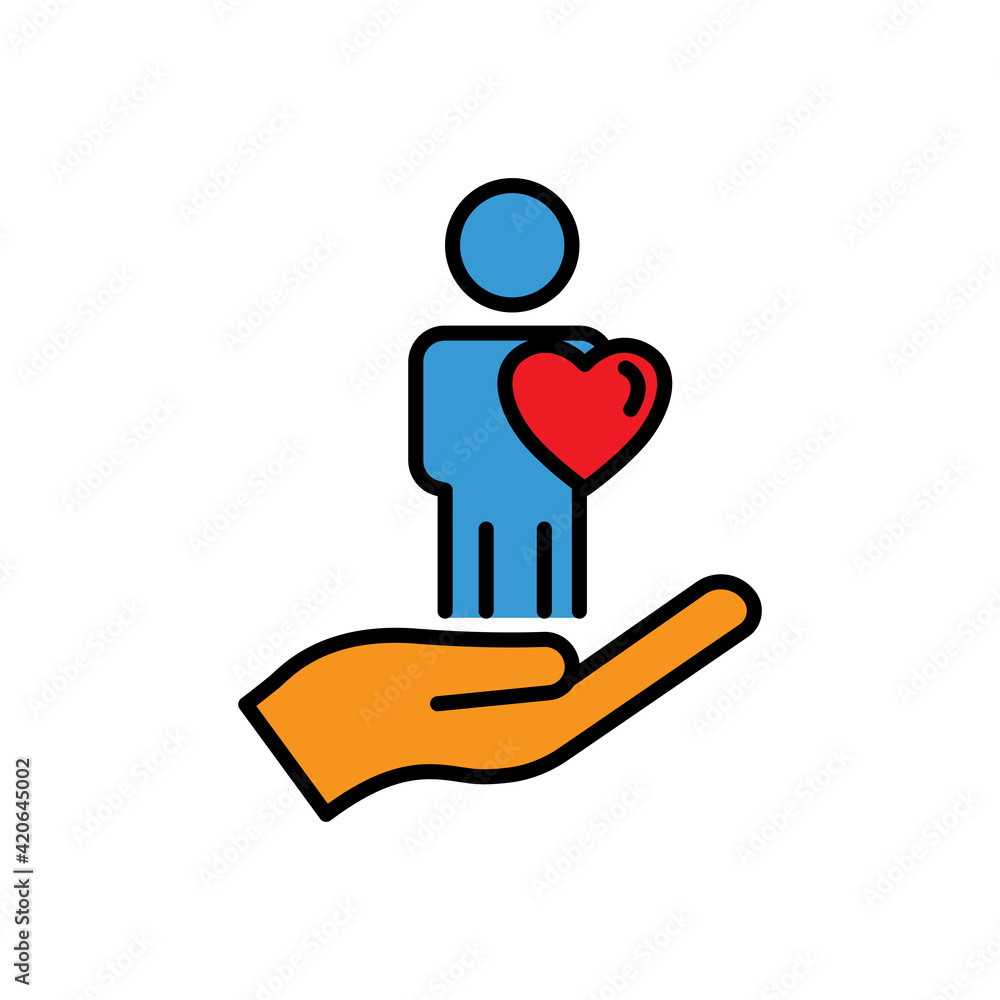 Hand lineal color icon with people and heart. friendship. the icon can be used for application icon, web icon, infographic. Editable stroke. Design template vector Hand lineal color icon with people and heart. friendship. the icon can be used for application icon, web icon, infographic. Editable stroke. Design template vector