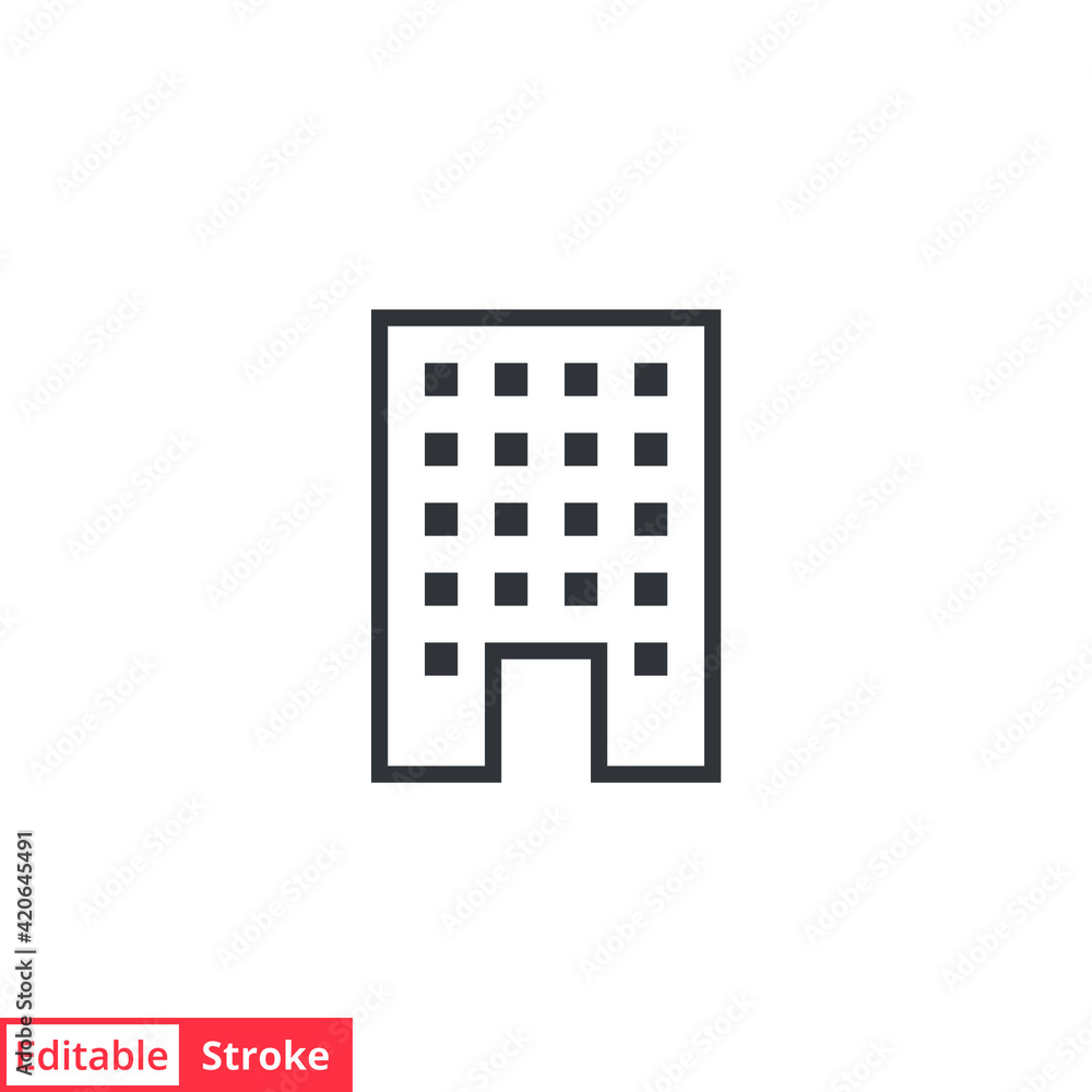 Building line icon. Simple outline style. Office, modern urban skyscraper, apartment, business, green home, house concept. Vector illustration isolated on white background. Editable stroke EPS 10. Building line icon. Simple outline style. Office, modern urban skyscraper, apartment, business, green home, house concept. Vector illustration isolated on white background. Editable stroke EPS 10.