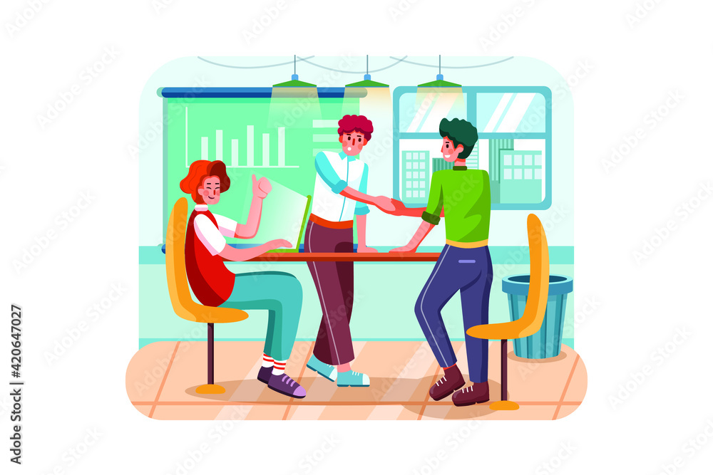 Three man having business meeting in the office Three man having business meeting in the office