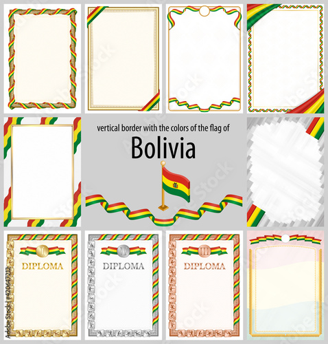 Vertical frame and border with Bolivia flag