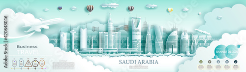 Travel Saudi arabia top world modern skyline famous city architecture. photo