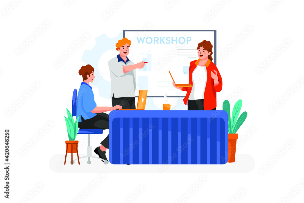 Fototapeta premium Business Workshop Vector Illustration concept. Flat illustration isolated on white background.