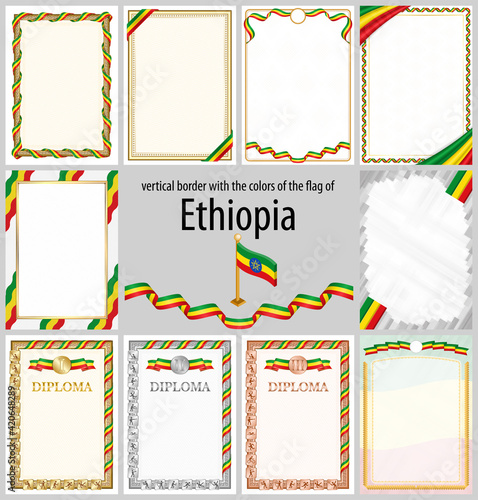 Vertical frame and border with Ethiopia flag