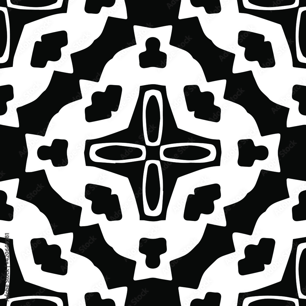 Geometric vector pattern with triangular elements. Seamless abstract ornament for wallpapers and backgrounds. Black and white patterns. Geometric vector pattern with triangular elements. Seamless abstract ornament for wallpapers and backgrounds. Black and white patterns.