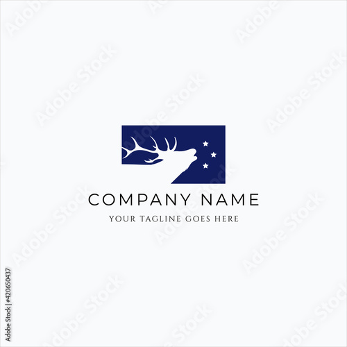 Vector illustration of negative deer head and stars