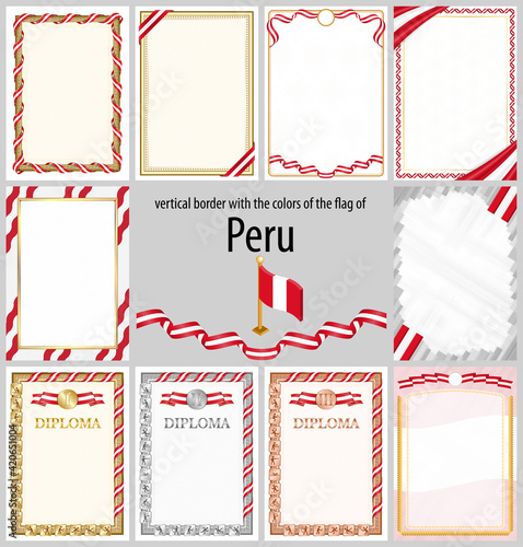 Vertical frame and border with Peru flag